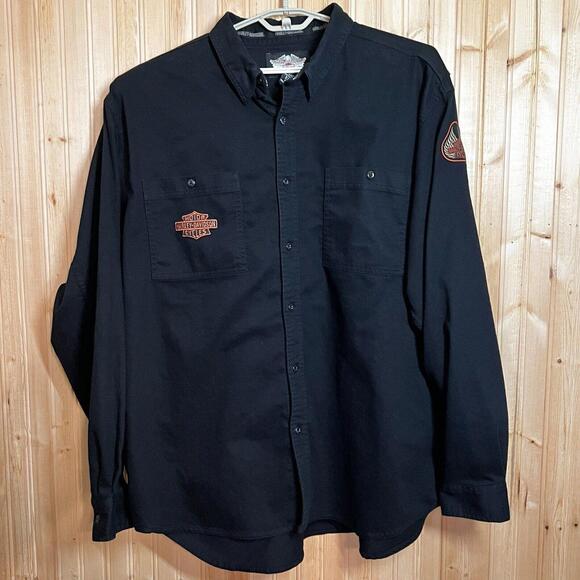 VTG 2004 Harley Davidson Button Up Shirt Embroidered HUGE Back Black Sz 3XL XXXL - Picture 4 of 13